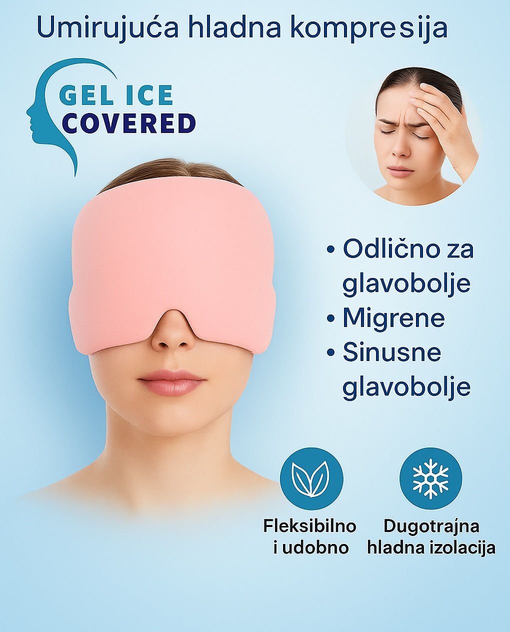 Gel maska za olakšanje glavobolje i napetosti.
